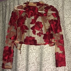 Akira Chicago Embroidered Floral Crop Top